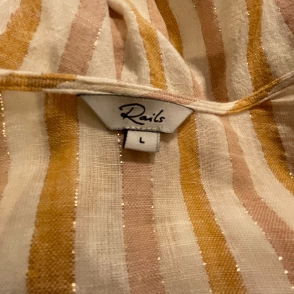 Rails Brigitte Amber & Light Rose Linen Blend Striped Wrap Dress L FREE SHIP - Picture 4 of 5